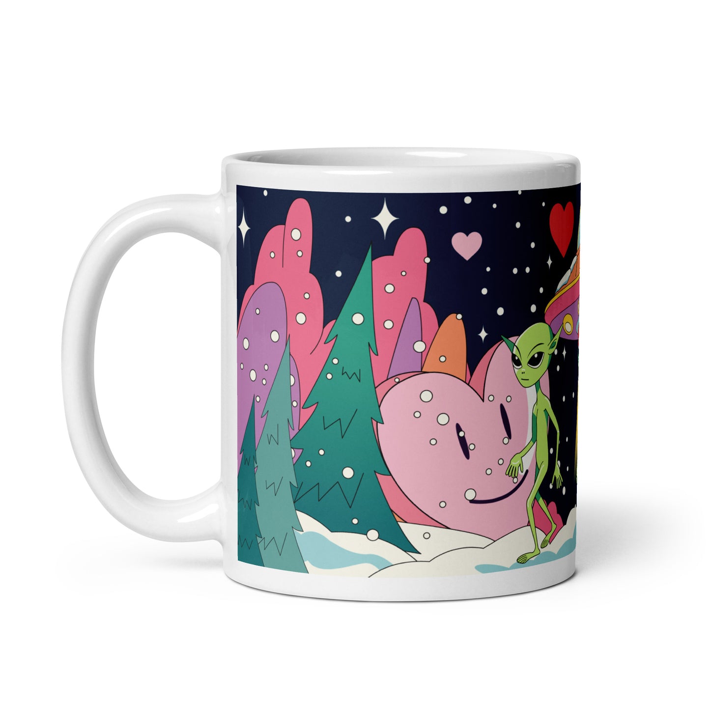 Aliens looking for love and stealing it glossy mug