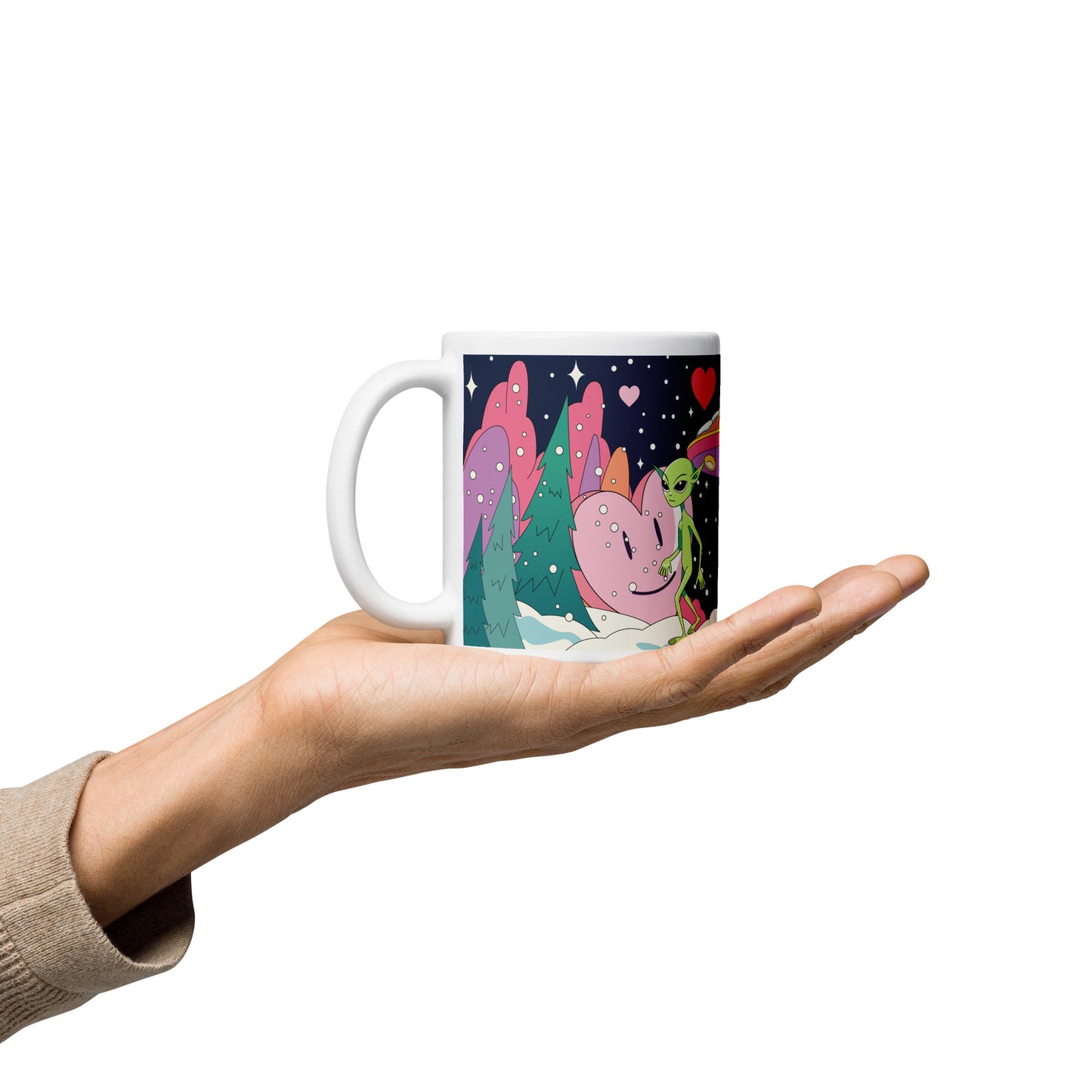 Aliens looking for love and stealing it glossy mug