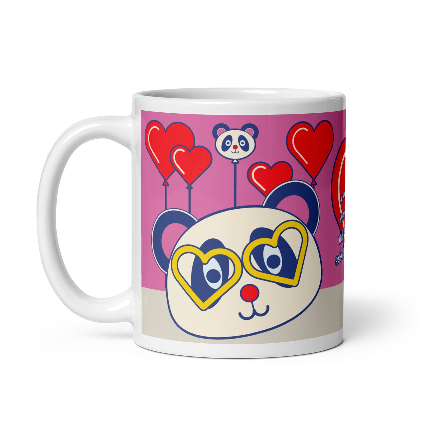 Panda love balloons glossy mug