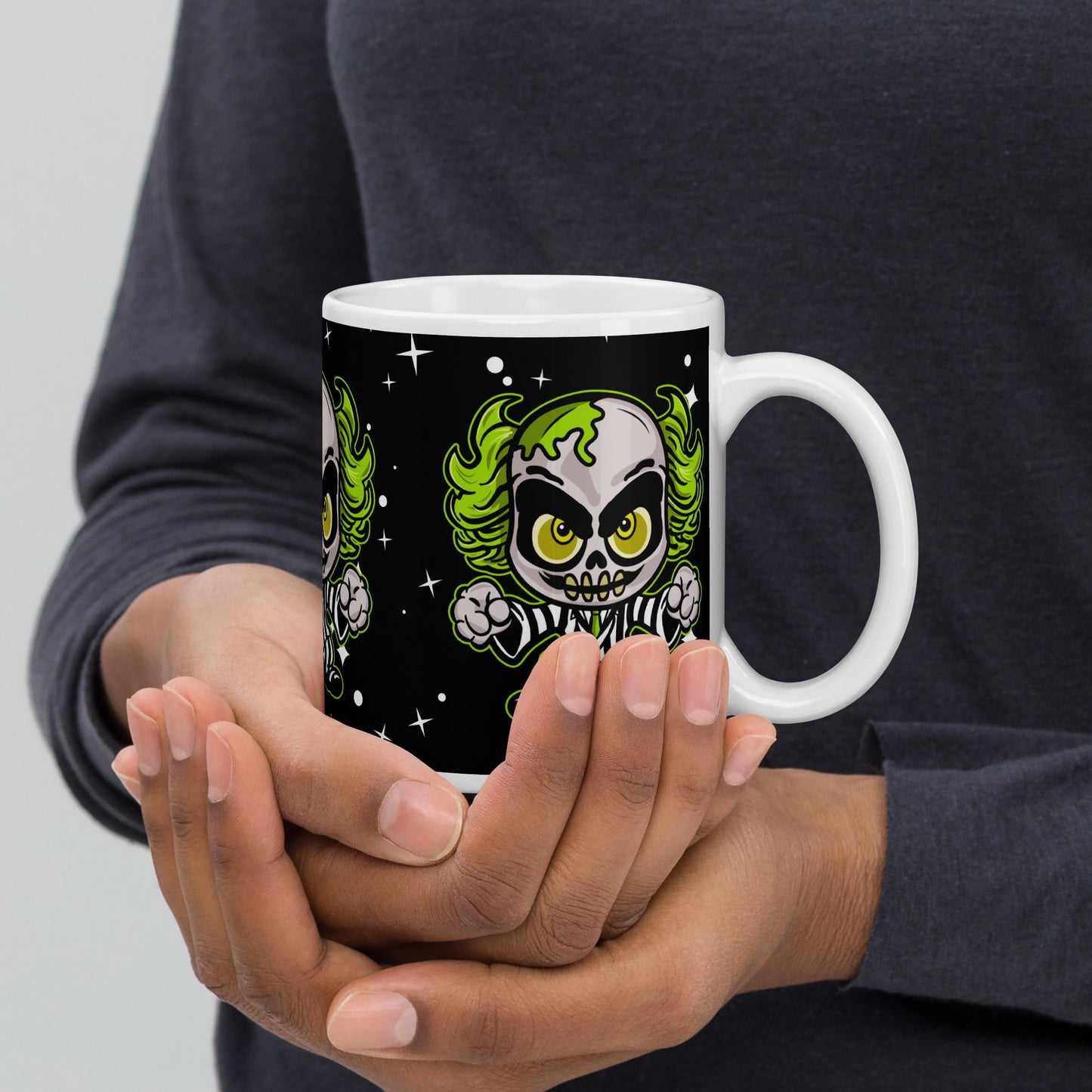 Creepy cute Character White glossy mug