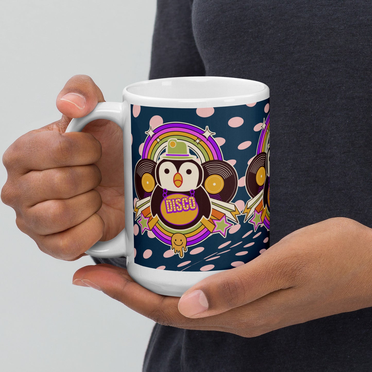 Disco Pinguin White glossy mug