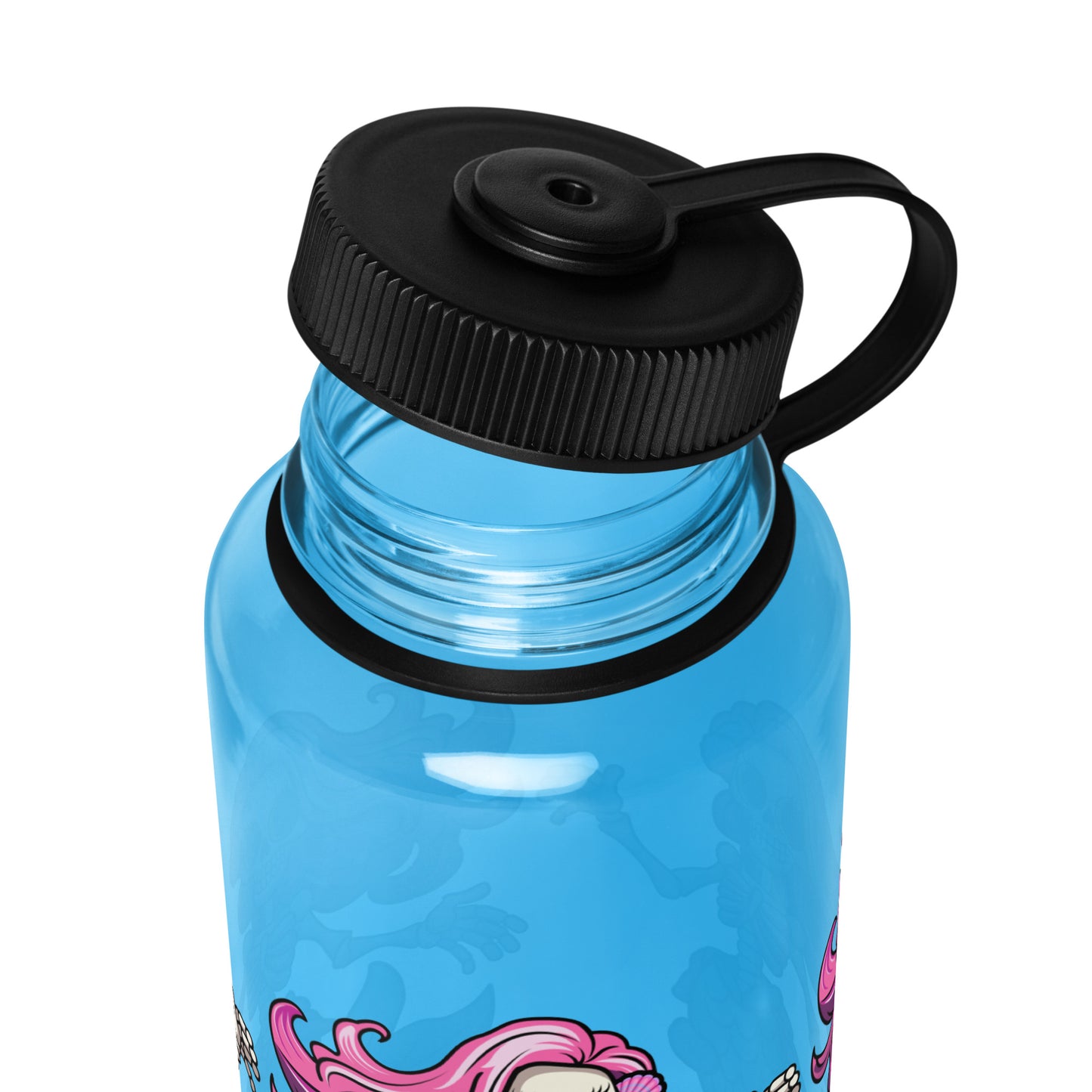 Skeleton Mermaid Wide mouth plastic water bottle