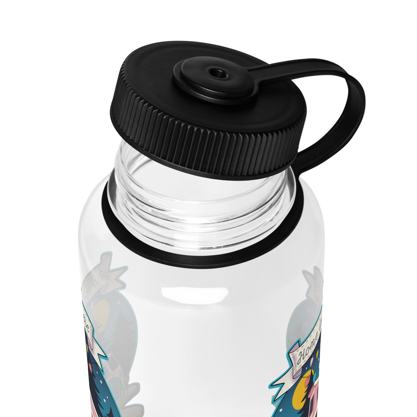 Home Is Where We Park It - Retro Camper Van Adventure Design wide mouth plastic water bottle