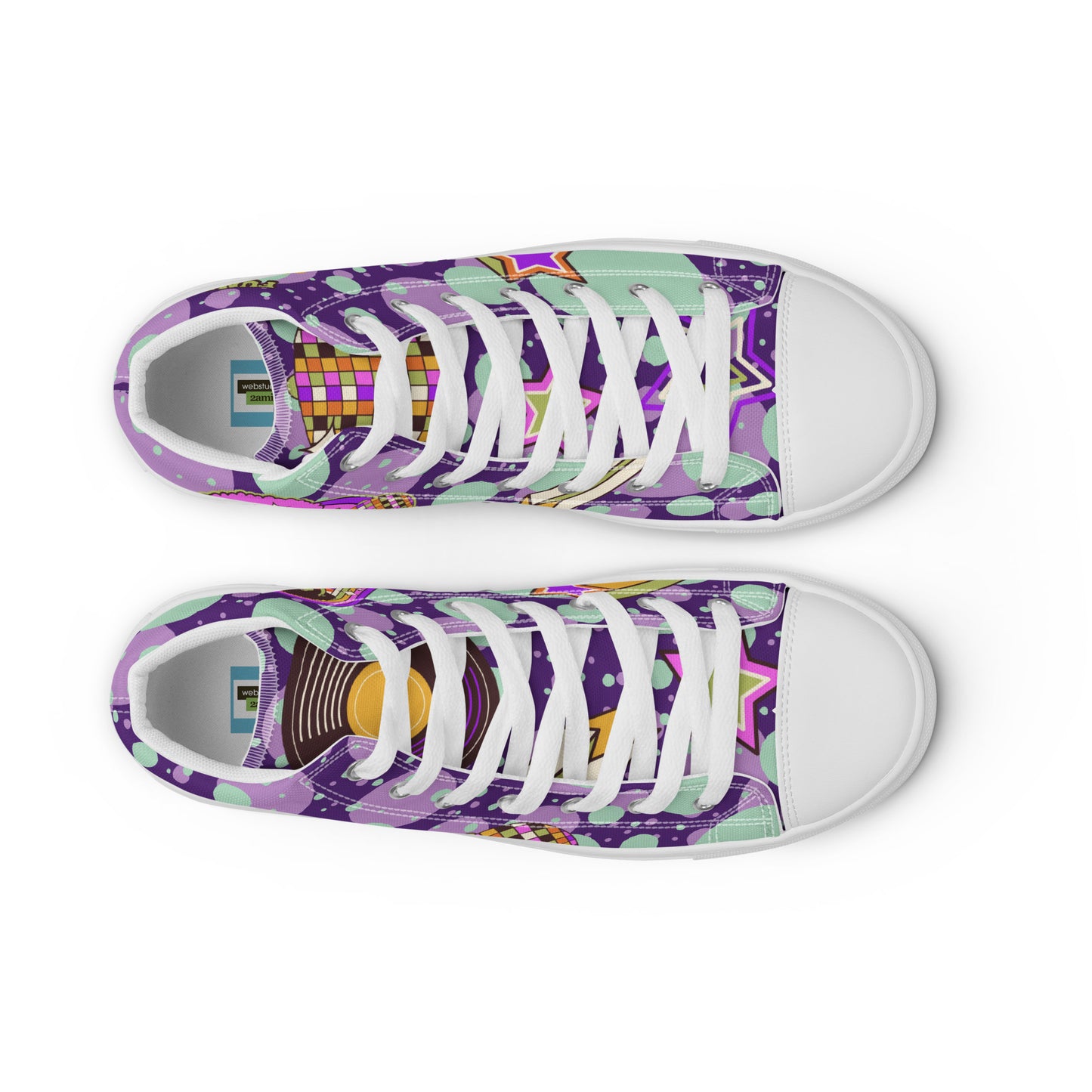 Disco animal characters Women’s high top canvas shoes