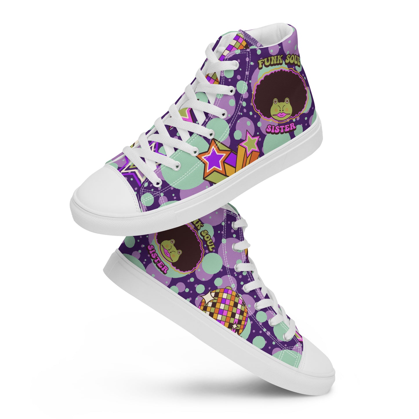 Disco animal characters Women’s high top canvas shoes