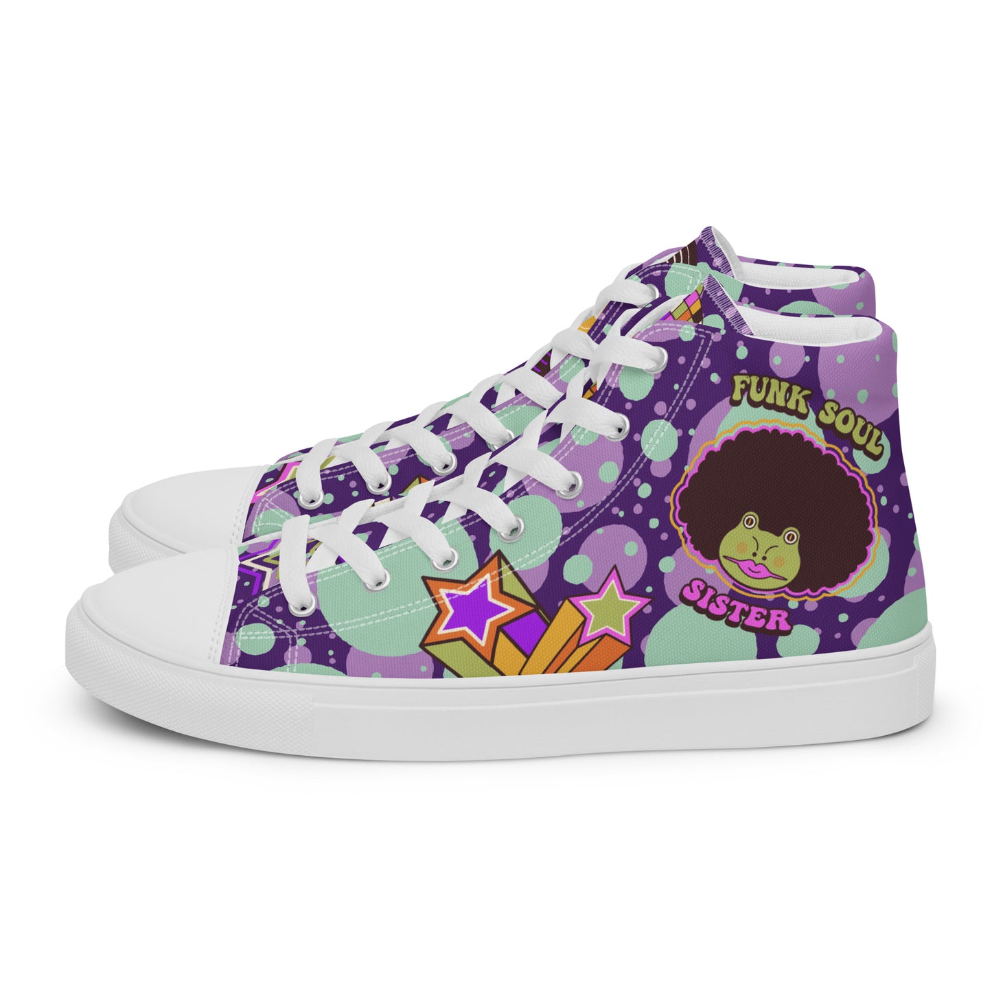 Disco animal characters Women’s high top canvas shoes