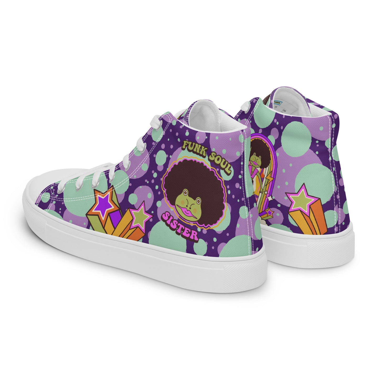 Disco animal characters Women’s high top canvas shoes