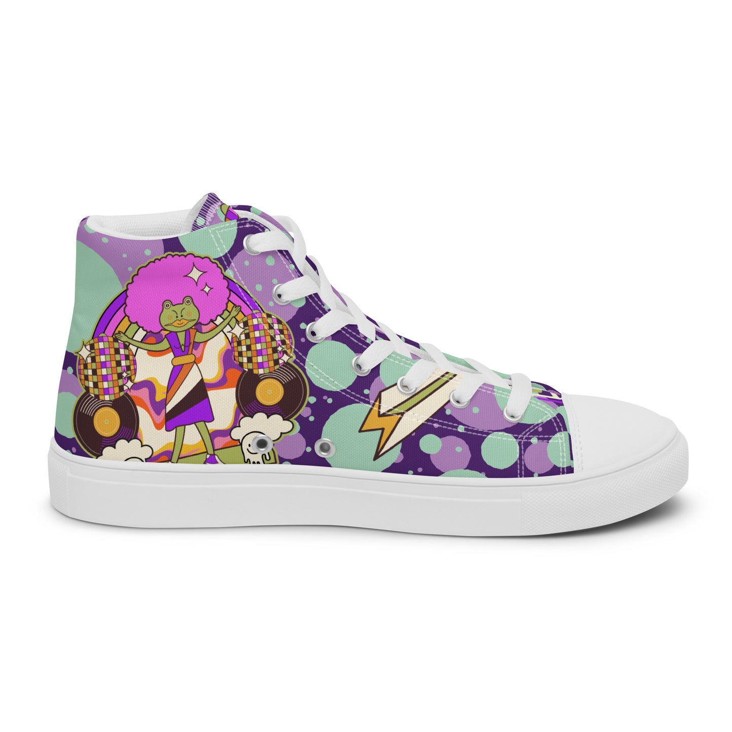 Disco animal characters Women’s high top canvas shoes