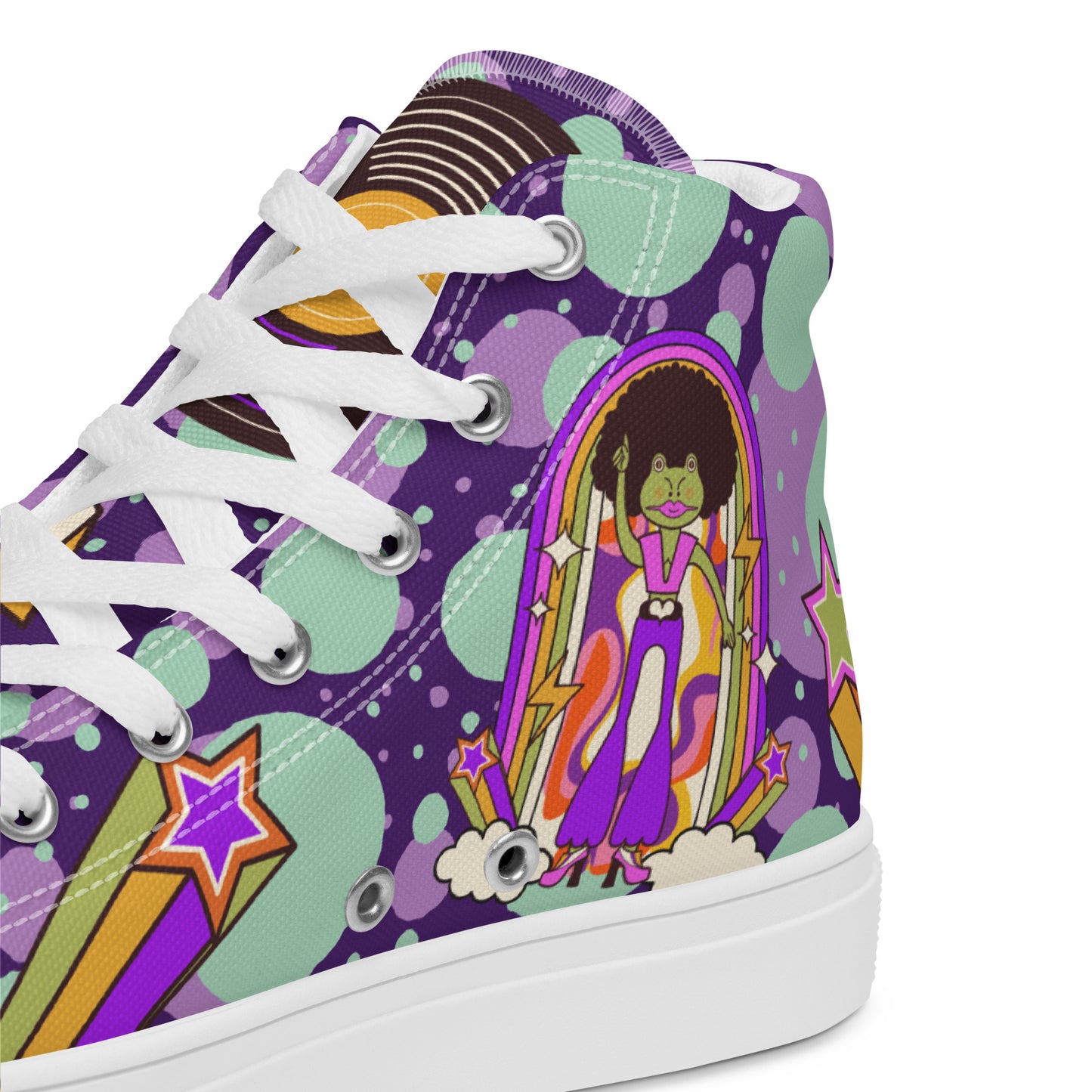 Disco animal characters Women’s high top canvas shoes