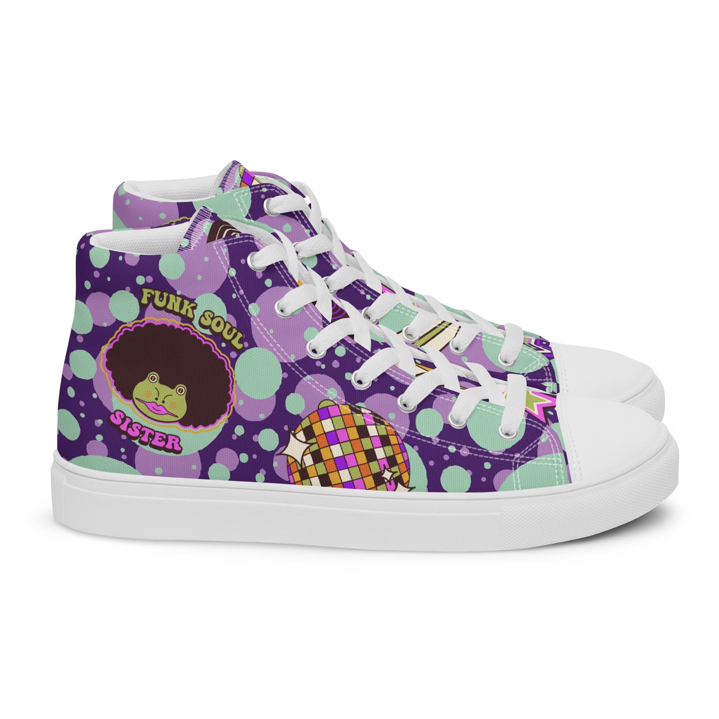 Disco animal characters Women’s high top canvas shoes