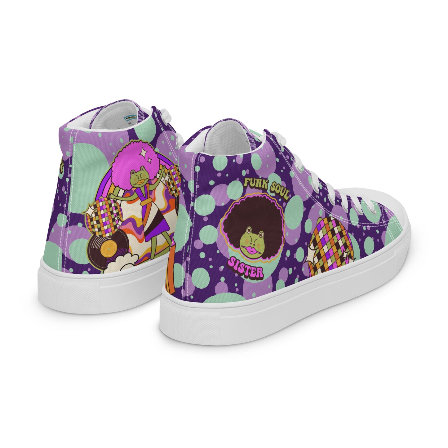 Disco animal characters Women’s high top canvas shoes