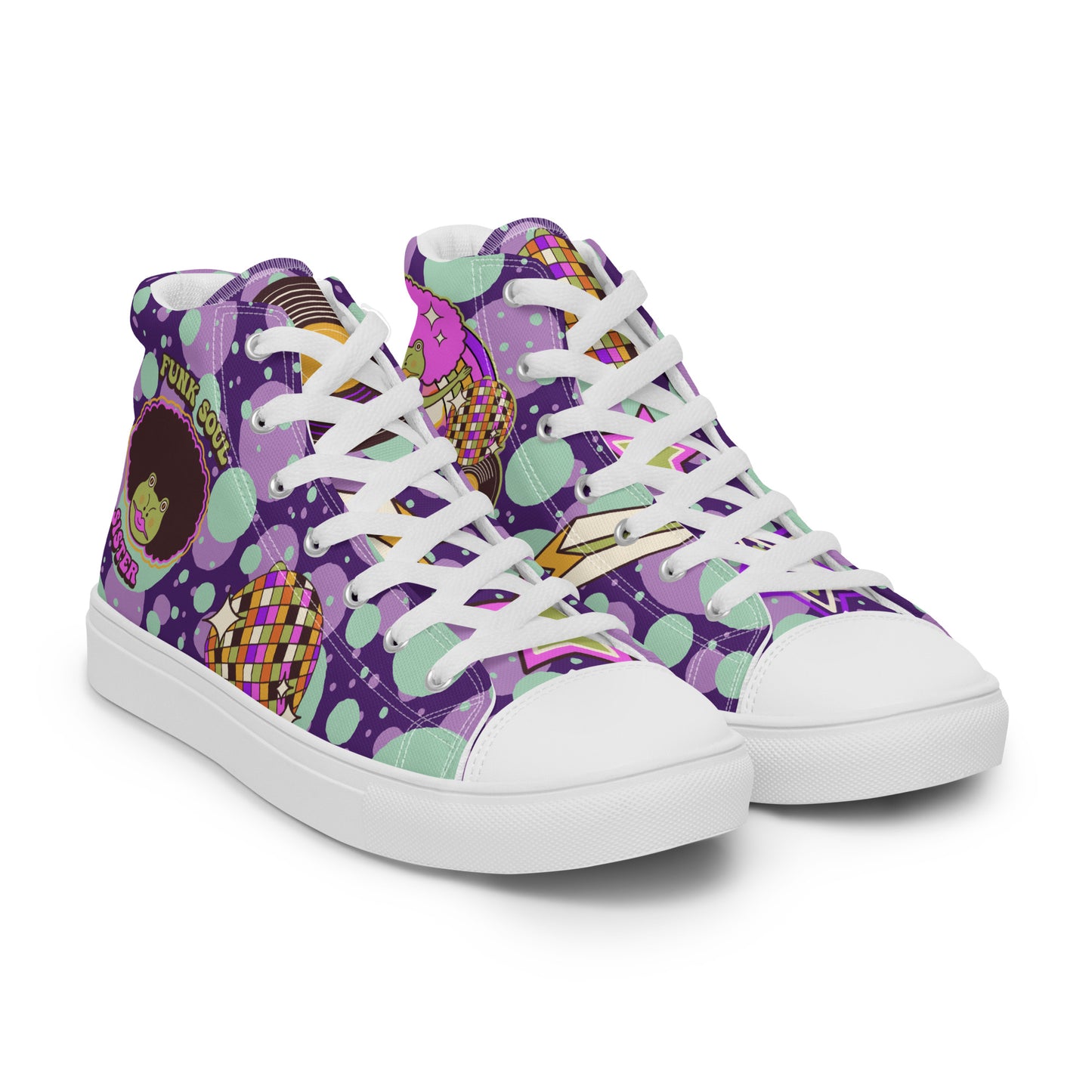 Disco animal characters Women’s high top canvas shoes