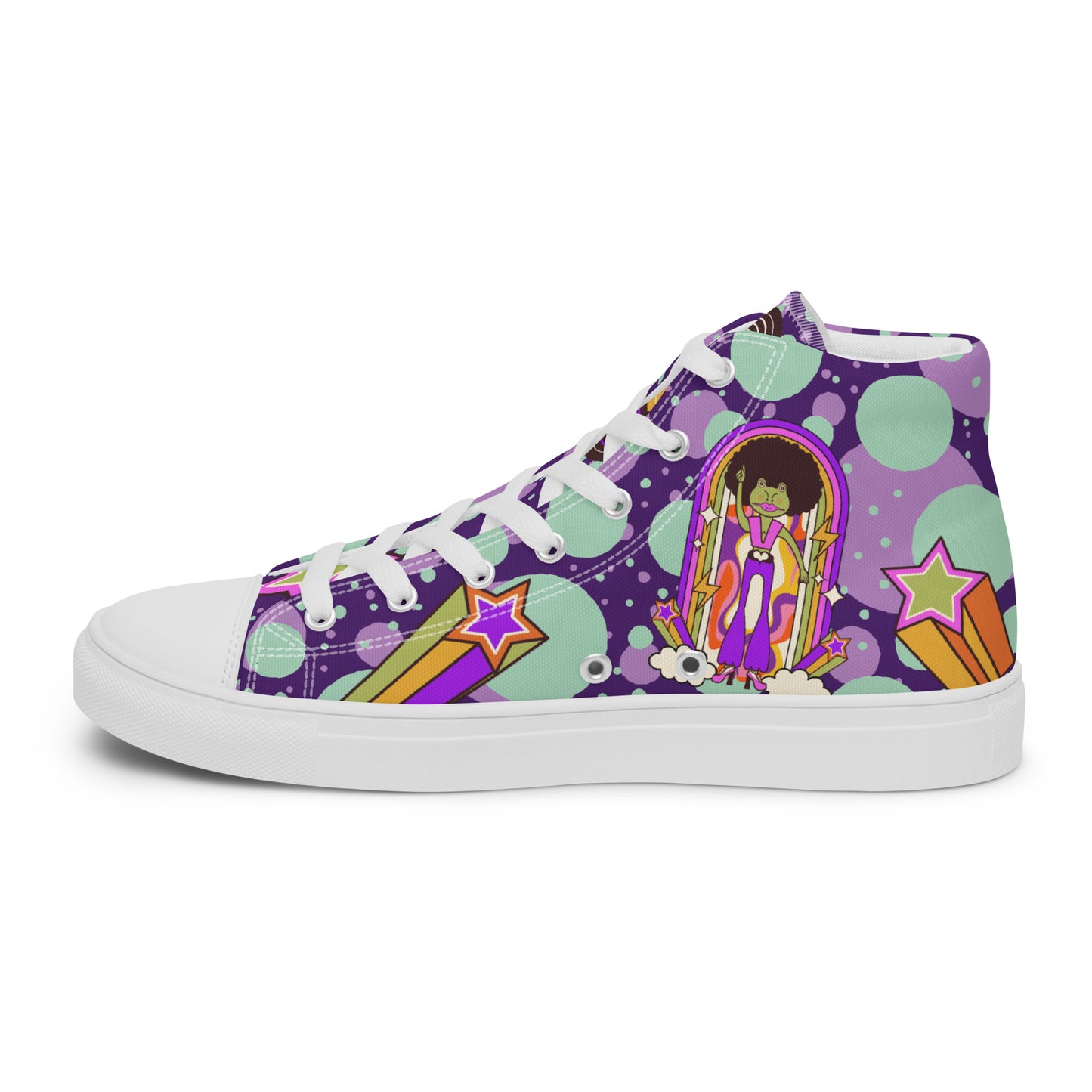 Disco animal characters Women’s high top canvas shoes