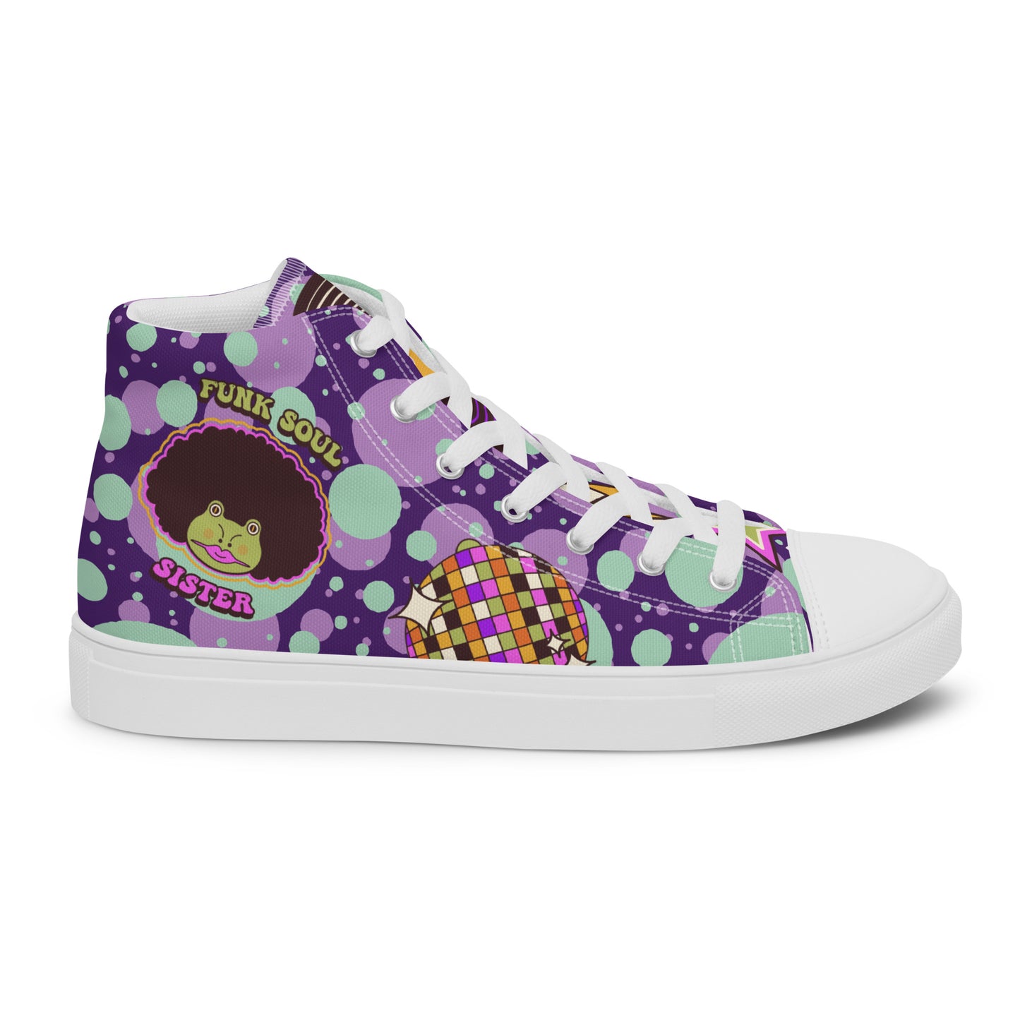 Disco animal characters Women’s high top canvas shoes